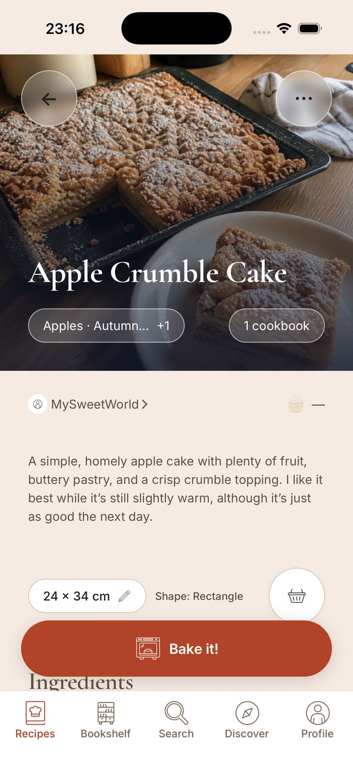 Recipe import draft in Crumely, ready to review before saving