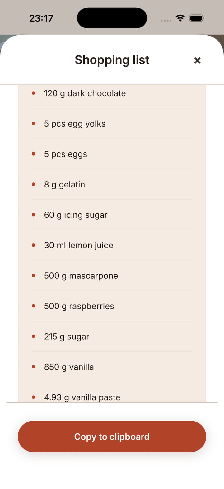 One shopping list for every part of a composed dessert